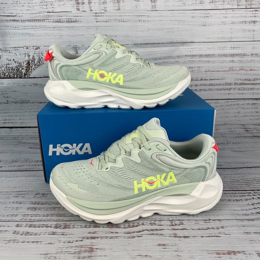 HOKA Gaviota 6 Women’s Running Shoes Sz 7B Green Mint Neon Sneakers